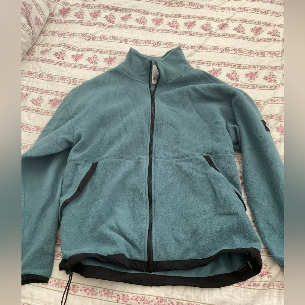 PINK zip up fleece jacket, teal color